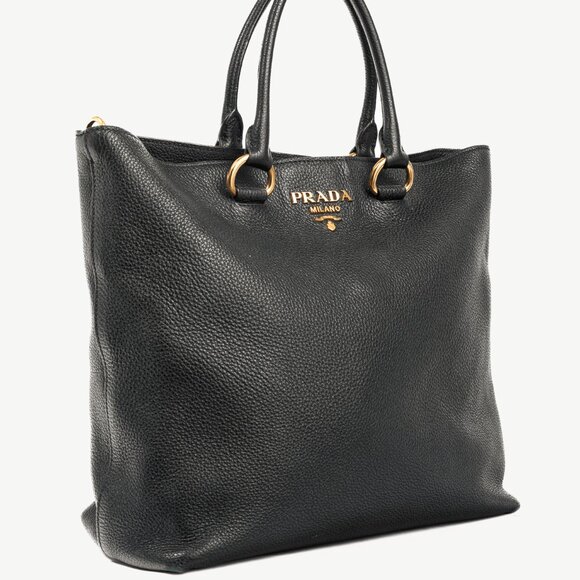 Prada Nero Vitello Phenix Leather Shopping Tote - Picture 2 of 11